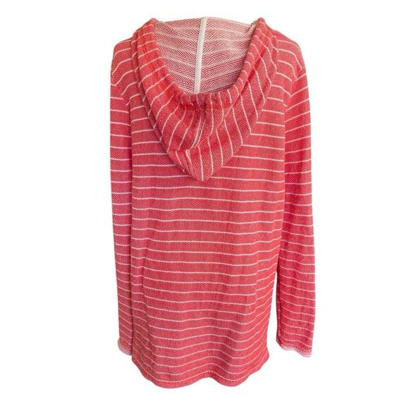 Natural Reflections Womens Size L Orange Striped Hibiscus Pulliver Hoodie - Picture 4 of 11